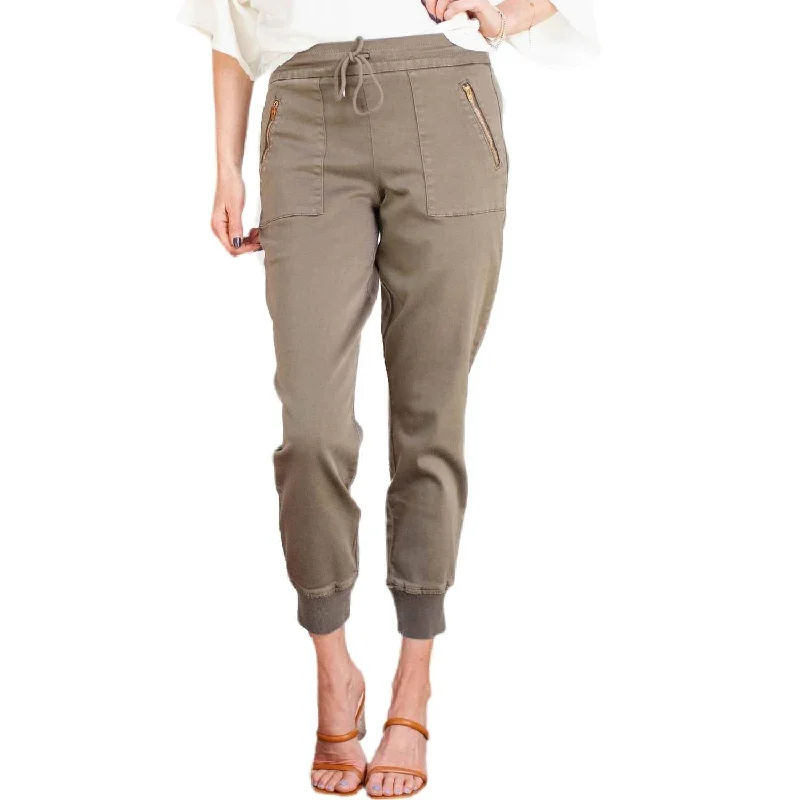 Soft fabric tight trousers for women with breathable material for year-round wear -Trek Jogger In Relish