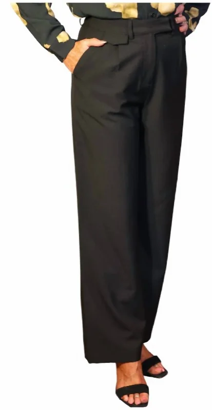 Tight trousers for women with faux leather material for sleek and modern look -Crepe Trousers In Black