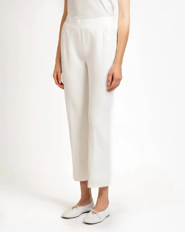 Straight-leg tight trousers for men with sharp crease and streamlined design -Knit Pique Pant In White