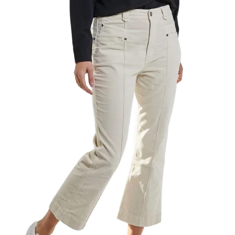 Straight-leg tight trousers for men with sharp crease and streamlined design -Brielle Velveteen Pant In Bone