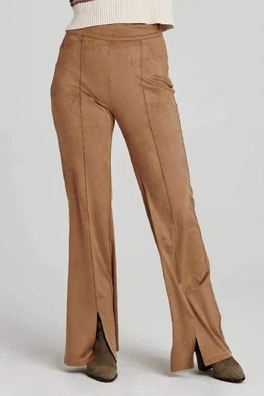 Tight trousers for men with zip fly and flat-front design for a polished look -Fallon Flare Pant In Tan