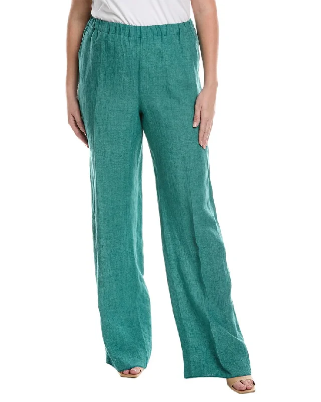 Retro-inspired tight trousers for men with a high-waisted fit and 80s vibe -Marina Rinaldi Plus Roccia Linen Trouser