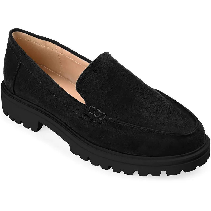 Comfortable loafers for women with flexible soles and cushioned footbeds-Journee Collection Womens Erika Faux Suede Slip-On Loafers