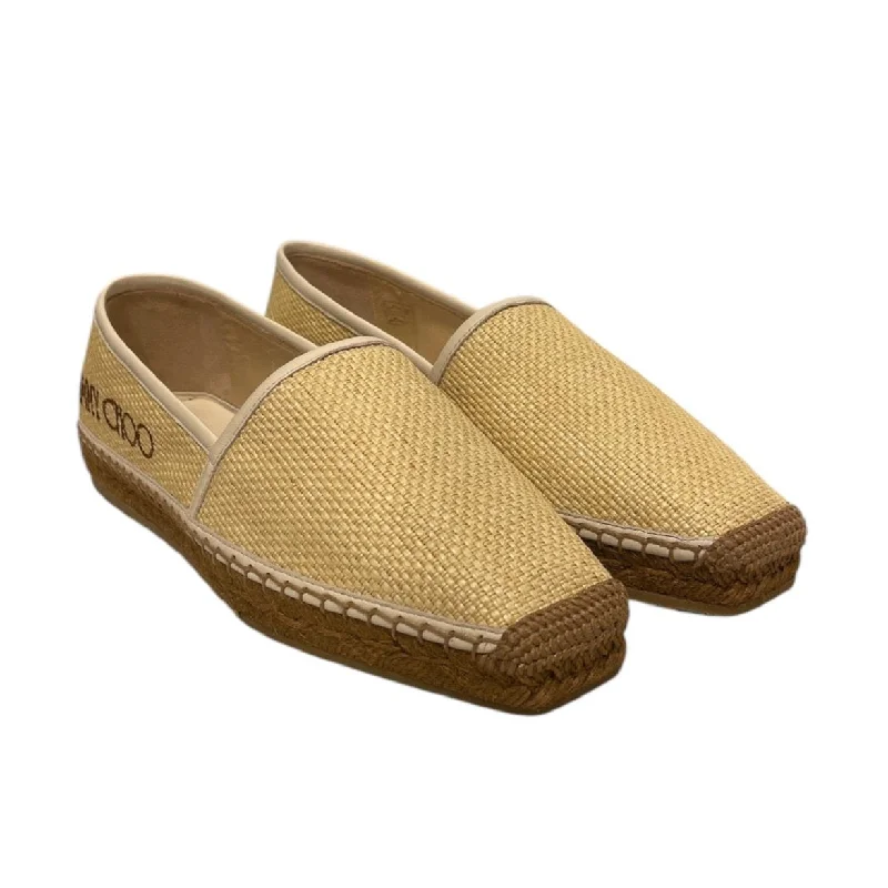 Trendy loafers for women with fur accents for cozy and chic style-JIMMY CHOO/Loafers/RAFFIA BASKET SLIDES