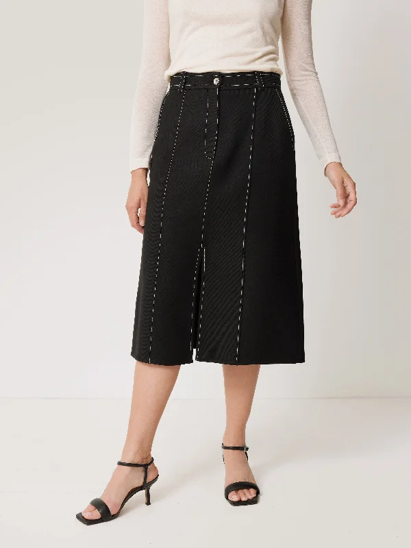 Tie-up Dresses for Decorative -Seamed Detail A Line Skirt | Black