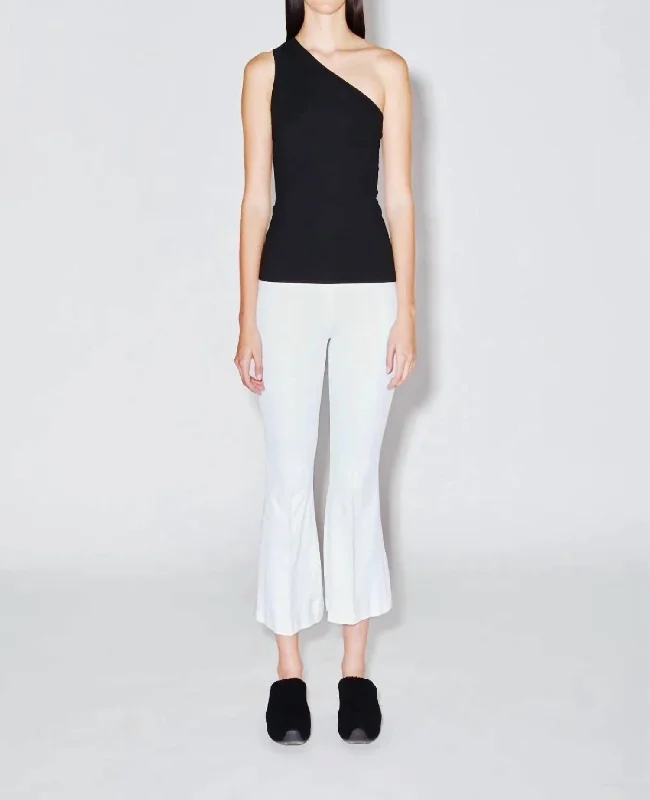 Tapered tight trousers for women with ankle-length fit and minimalist style -Pull On Cropped Flare Pants In White