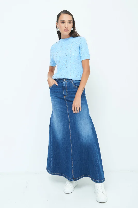 Modern Dresses for Trendy -Denim maxi skirt wholesale