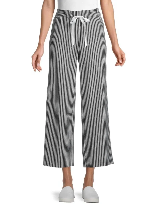 Smart casual tight trousers for women with cuffed ankle and tailored design -Profiterole Striped Pants In Black Chalk