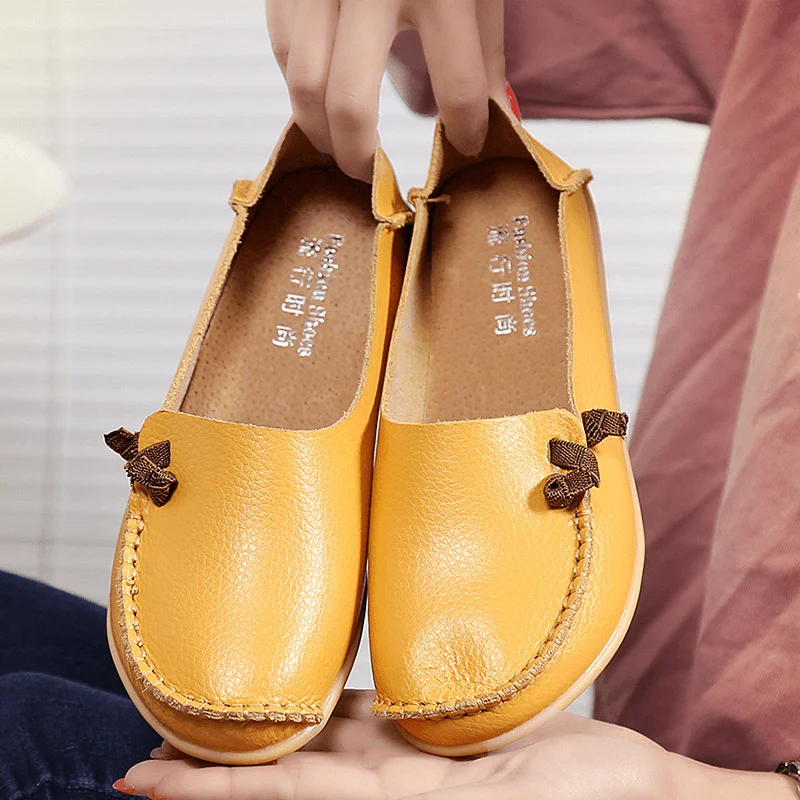 Loafers for women with classic loafer style and contemporary updates-Large Size Soft Leather Multi-Way Flat Loafers for Women