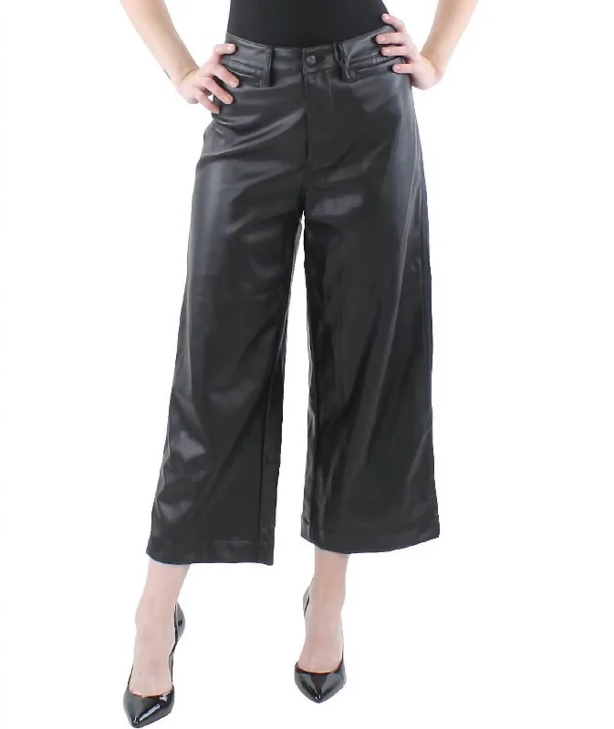 Straight-leg tight trousers for men with sharp crease and streamlined design -High Rise Clean Wide Vegan Pant In Black