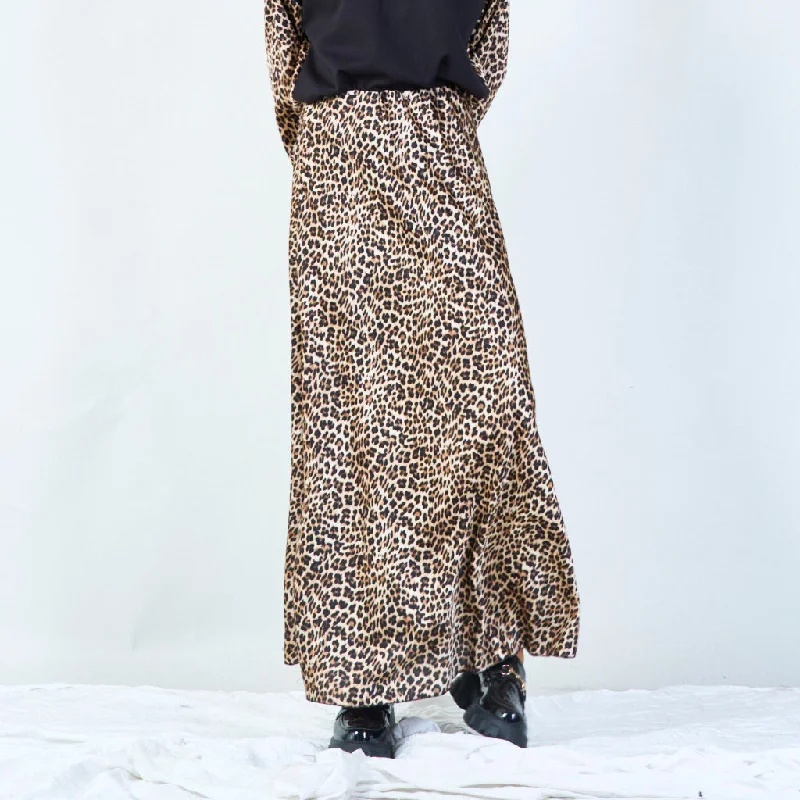 Gray Dresses for Subtle -Wild leopard print long skirt wholesale