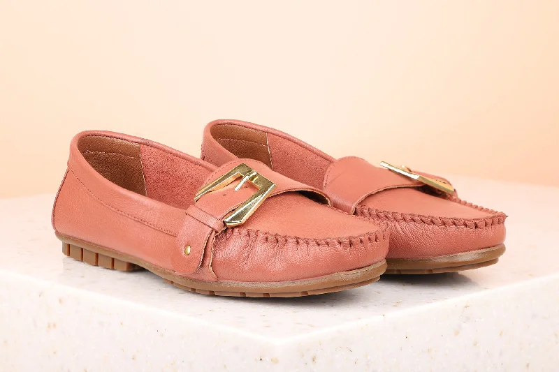 Loafers for women with faux fur lining for added warmth and luxury feel-Buckle Leather Loafers