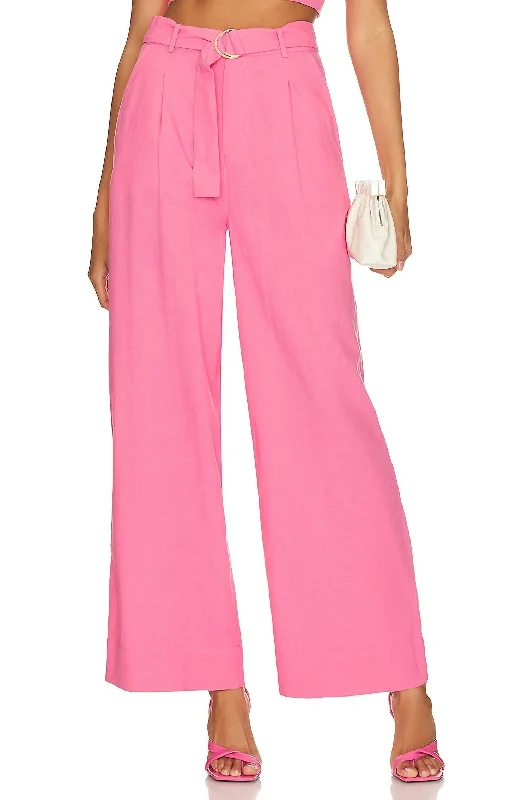 Stretchy tight trousers for women with soft fabric and flexible fit -Kelani Belted Pants In Pink