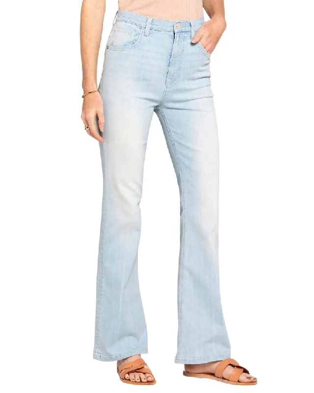 Vintage-inspired tight trousers for women with buttoned waist and retro charm -Current/Elliott The Side Street Cerulean Flare Jean