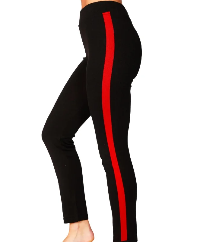 Tight trousers for women with leather accents and modern, bold design -Track Pant In Blackred