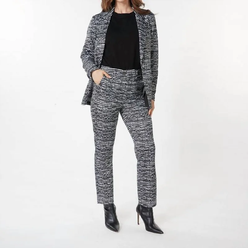 Tailored fit tight trousers for men with sharp pleats and slim leg for office wear -Graphic Illusion Trouser In Print