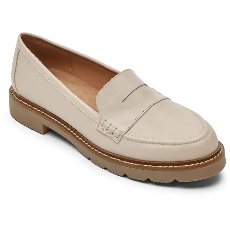 Casual loafers for women with easy slip-on design and soft leather-Rockport Womens Kacey Penny Leather Slip On Loafers