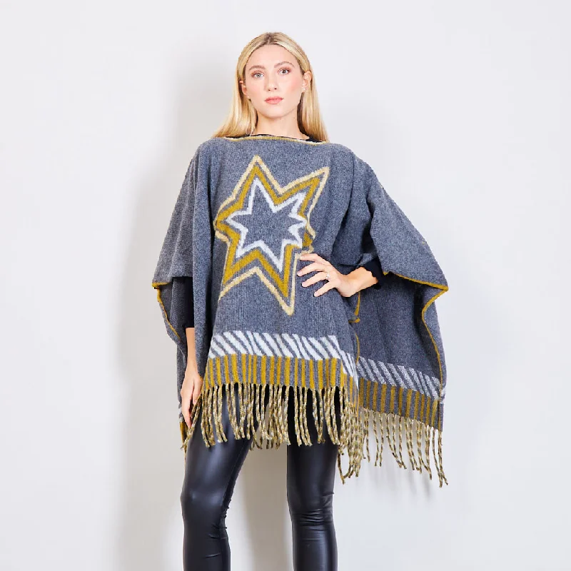 Gothic Dresses with Dark Tone -Poncho with star pattern wholesale