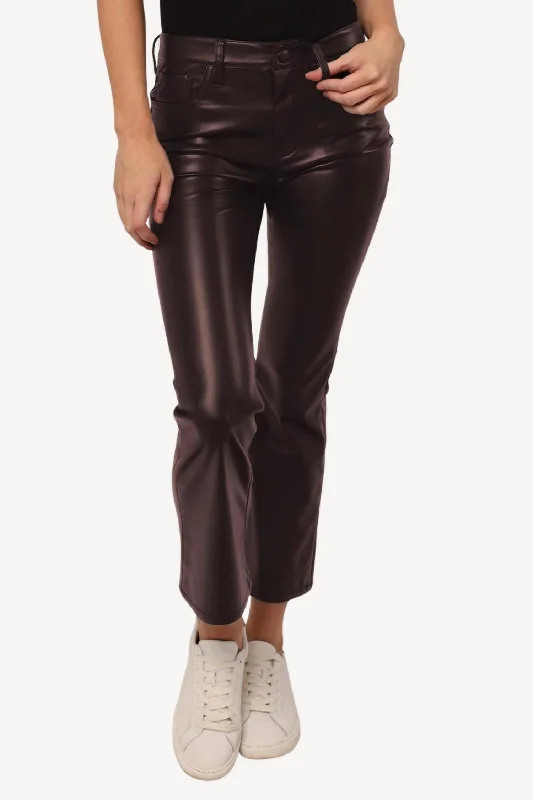 High-rise tight trousers for women with side zippers for easy styling -Jeanne Crop Flare Pant In Brown