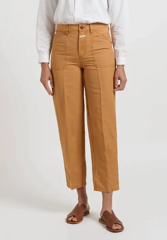 High-waisted tight trousers for women with belt loops for added style -Abe Pants In Gold Earth