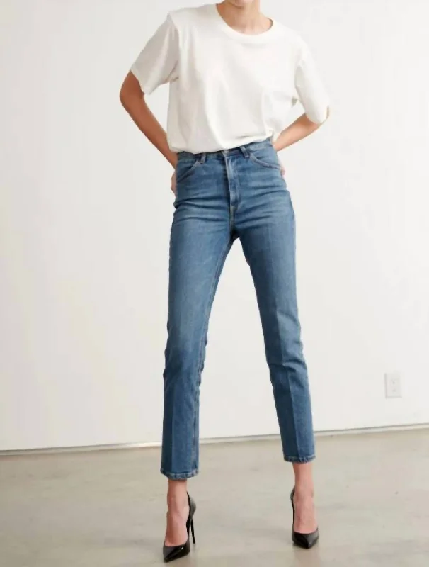 Casual tight trousers for women with comfy waistband and minimalistic style -Slim Straight Jean In Charlotte