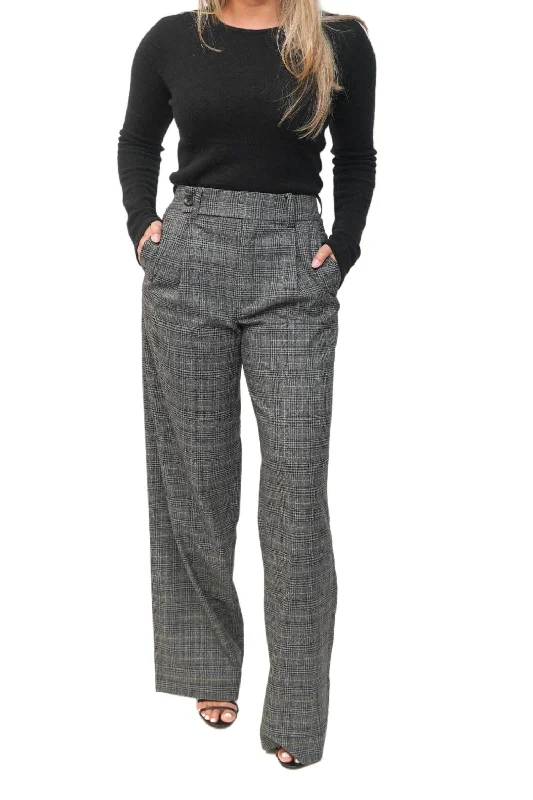 Tight trousers for women with side slits and ankle-length design for chic style -Plaid Suiting Pants In Gre