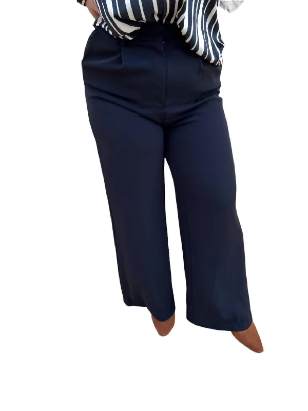 Elegant tight trousers for women with sleek design and tailored for a perfect fit -Raella Solid Point Wide Pants In Black