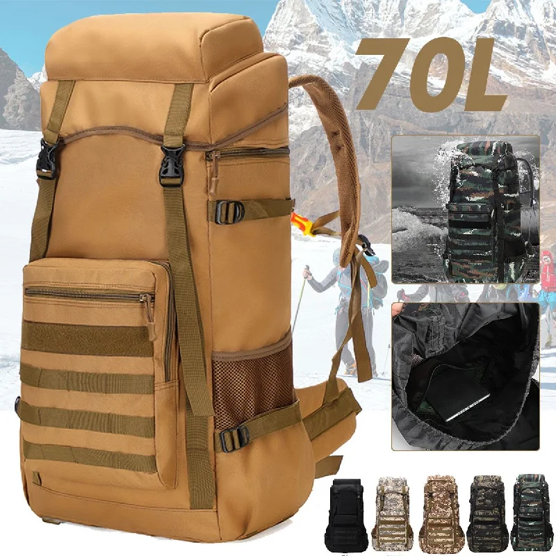 Stylish leather backpack for urban daily commuting -Waterproof Outdoor Camping 70L Military Backpack