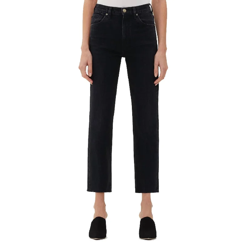 Comfortable tight trousers for women with soft cotton fabric and stretch -Cropped Straight Jean In Used Black