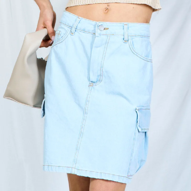 Resort Dresses for Vacation -Denim cargo skirt wholesale