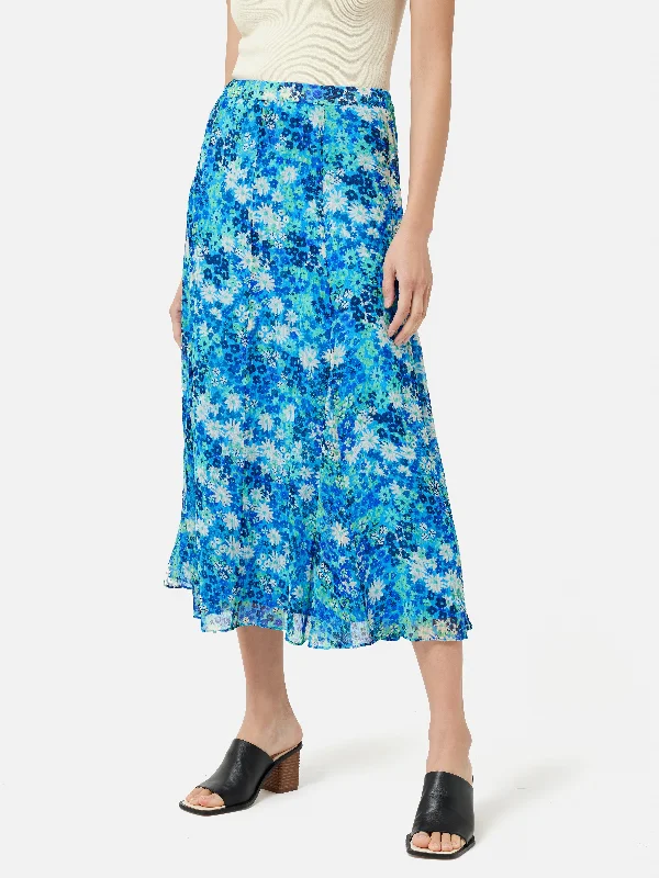 Pencil Dresses for Slimming -Rave Floral Crinkle Skirt | Blue