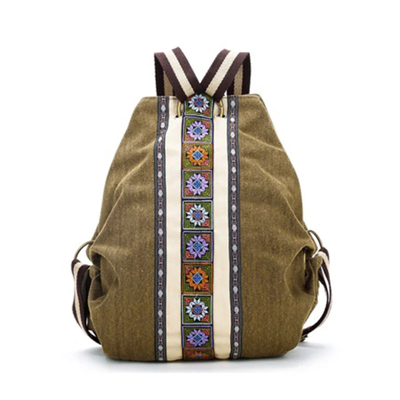 Stylish floral backpack for women’s summer style -Women's Canvas Boho Backpack