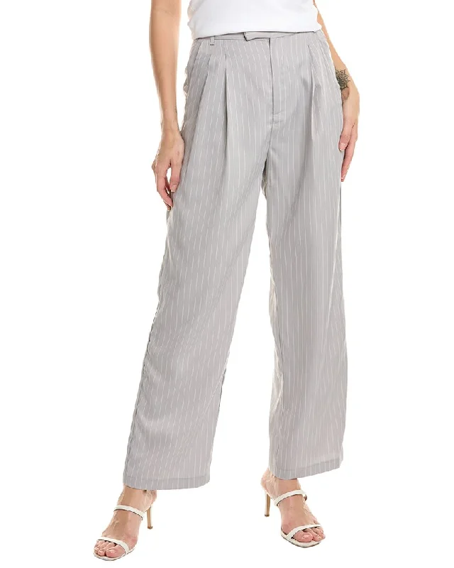 Comfortable tight trousers for men with stretchy fabric and slim silhouette -LUXE ALWAYS Pinstripe Pleated Pant