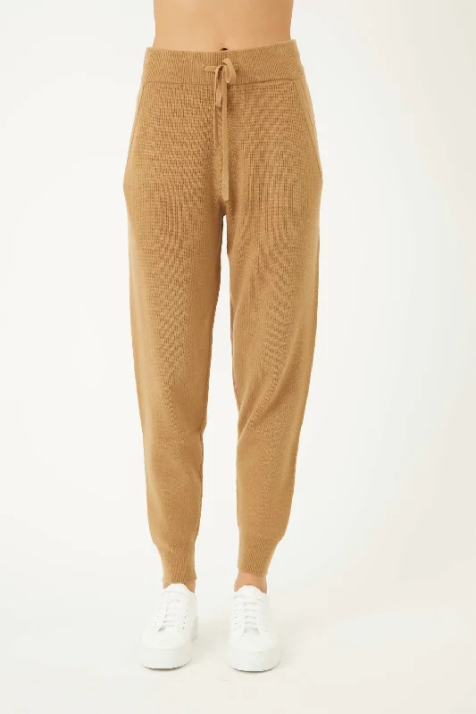 Designer tight trousers for women with unique stitching and high-fashion appeal -Bailey Jogger In Camel