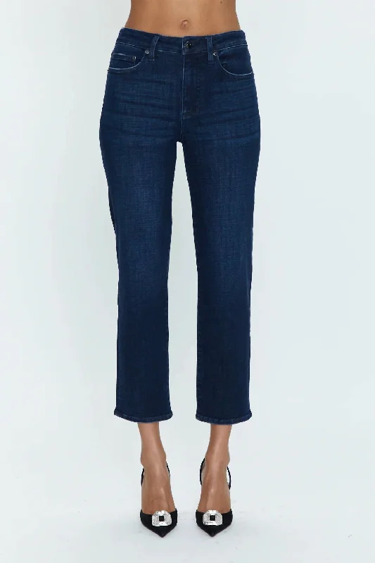 Stretch tight trousers for women with deep waistband for extra comfort and fit -Monroe Crop High Rise Cigarette Jeans In Orania