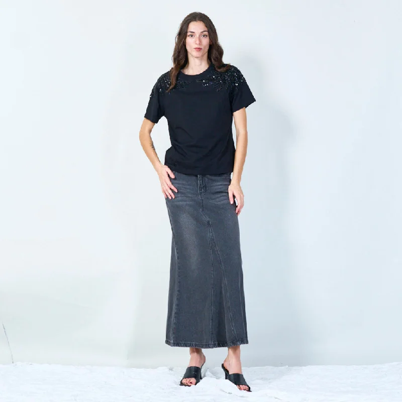 Low-waisted Dresses for Relaxed -Classic denim midi skirt wholesale