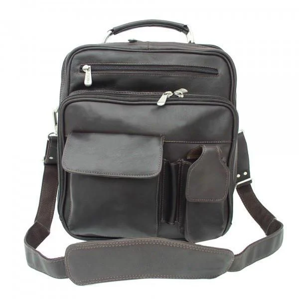 Durable travel backpack with multiple storage compartments -Piel Leather Deluxe Shoulder Bag