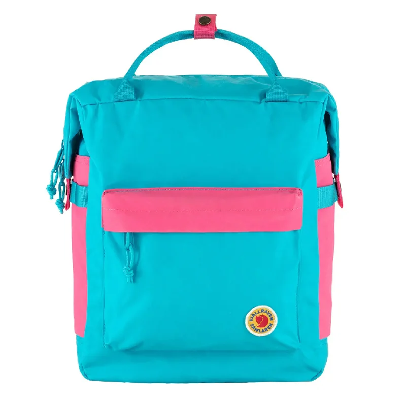 Waterproof hiking backpack for river crossing trips -Fjallraven x Samlaren Haulpack 1A Deep Turquoise / Flamingo Pink