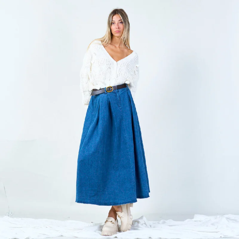 High-waisted Dresses for Flatter -Stylish midi skirt with belt wholesale