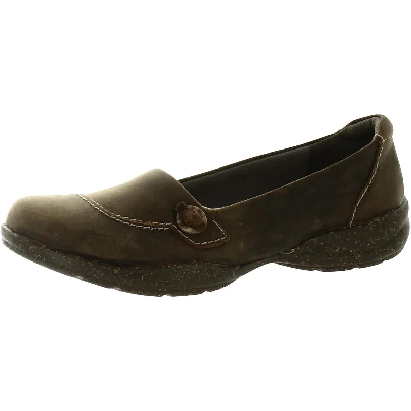 Loafers for women with open-toe design and sleek, polished finish-Clarks Womens Rosville Sky Leather Arch Support Loafers