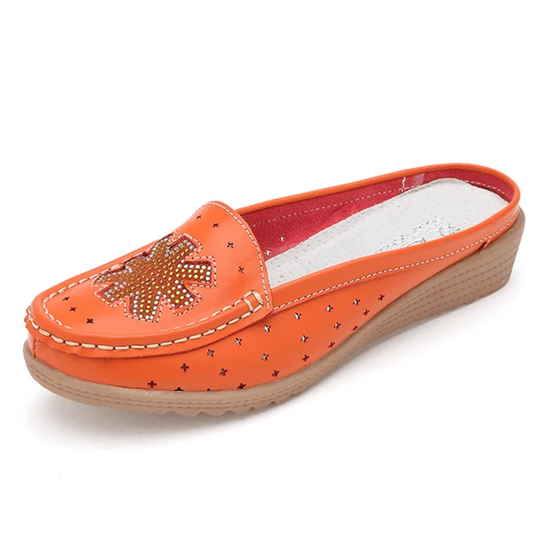 Loafers for women with perforated leather for breathable and lightweight design-Casual Hollow Out Slip on Flat Loafers for Women