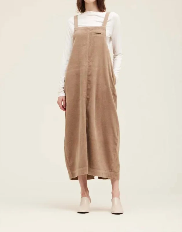 High-rise tight trousers for women with pleated front and classic look -Corduroy Coverall Skirt In Tan