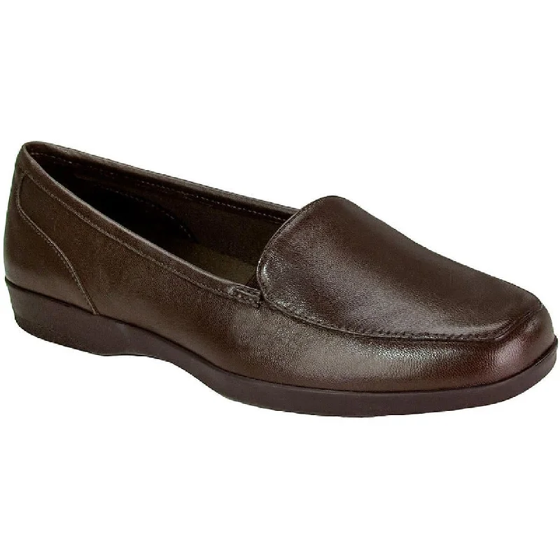 Loafers for women with cross-strap detailing for added flair and support-Easy Spirit Devitt 10 Women's Leather Lightweight Slip On Loafers Brown 8.5W