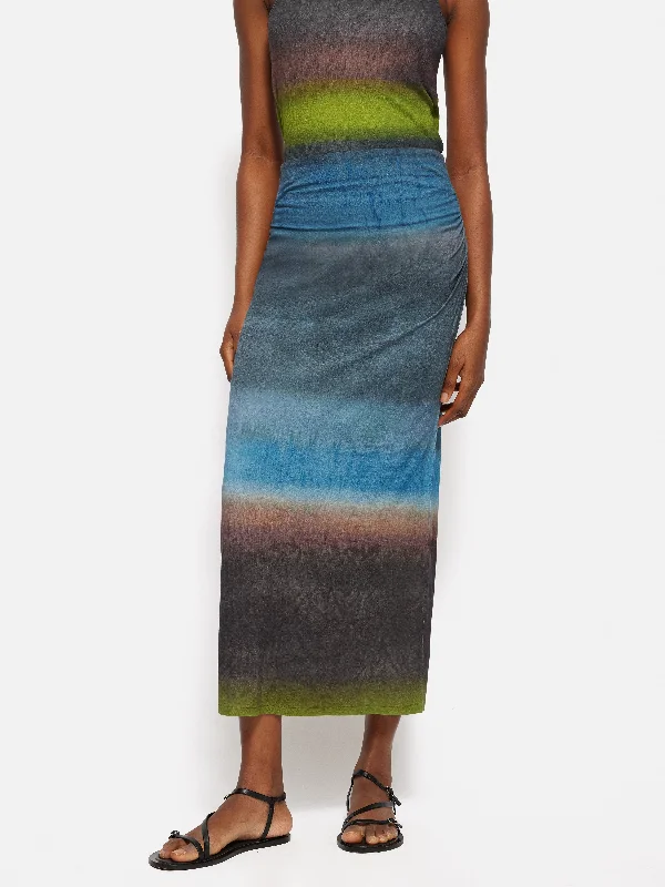 Pencil Dresses for Slimming -Glazed Abstract Jersey Skirt | Brown