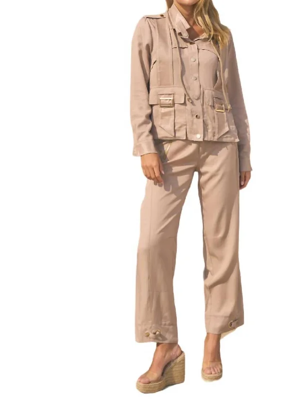 Tight trousers for women with decorative buttons and flattering silhouette for day wear -Tania Trouser In Seasand