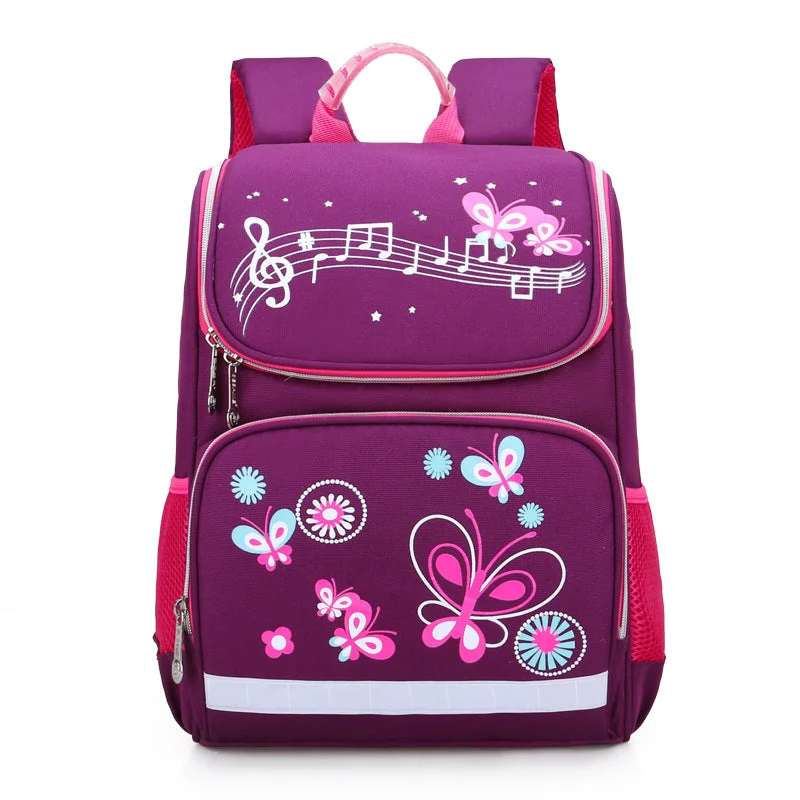 Vintage style backpack for retro aesthetic lovers -Girls 'Music and Butterflies' School Backpack