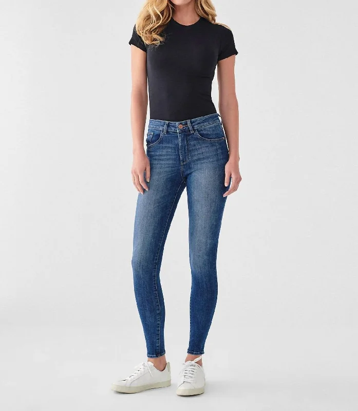 Tight trousers for women with side slits and ankle-length design for chic style -Florence Ankle Mid Rise Skinny Jeans In Parker