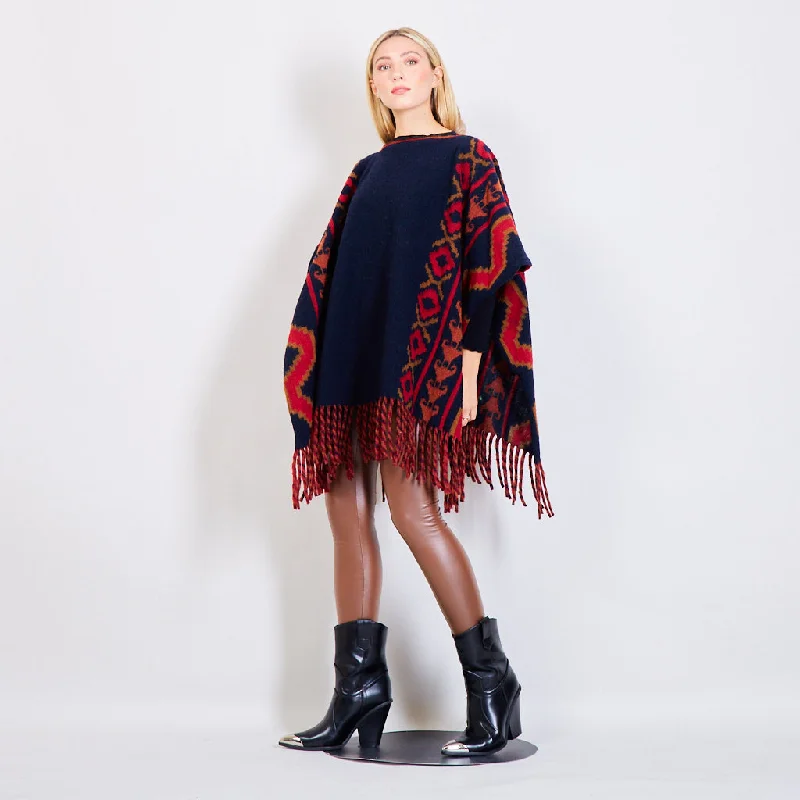 Minimalist Dresses for Simplicity -Poncho with geometric pattern wholesale