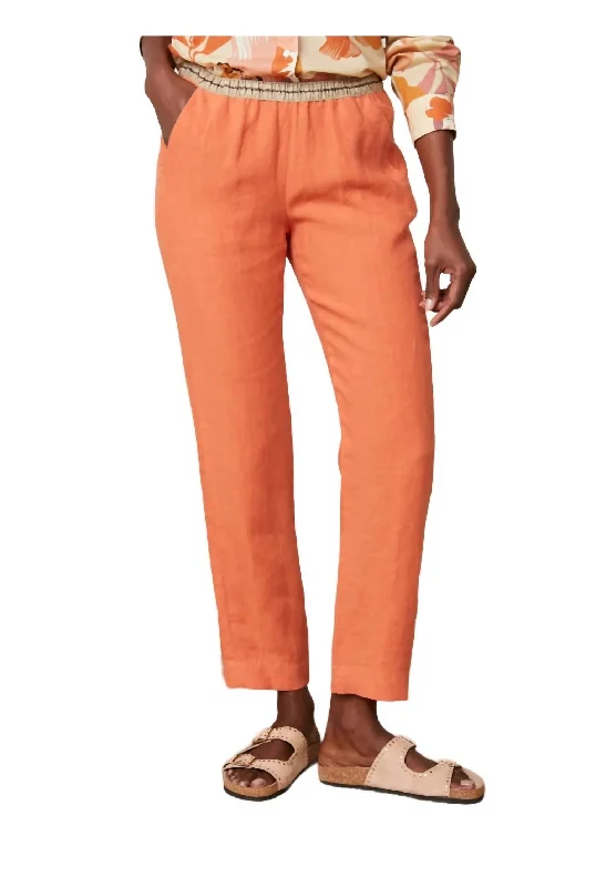 Casual tight trousers for women with comfy waistband and minimalistic style -Pirouette Pant In Orange