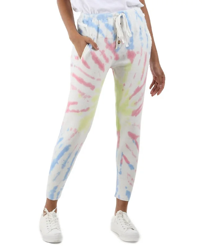 Printed tight trousers for men with camo, plaid, or abstract design for style -Super Soft Tie-Dye Jogger In Multi